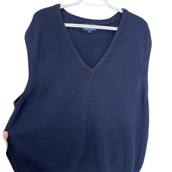 Vintage 90s LANDS’ END Knit Sweater Vest Large Lambswool Dark Gray UK Made - Picture 3 of 5